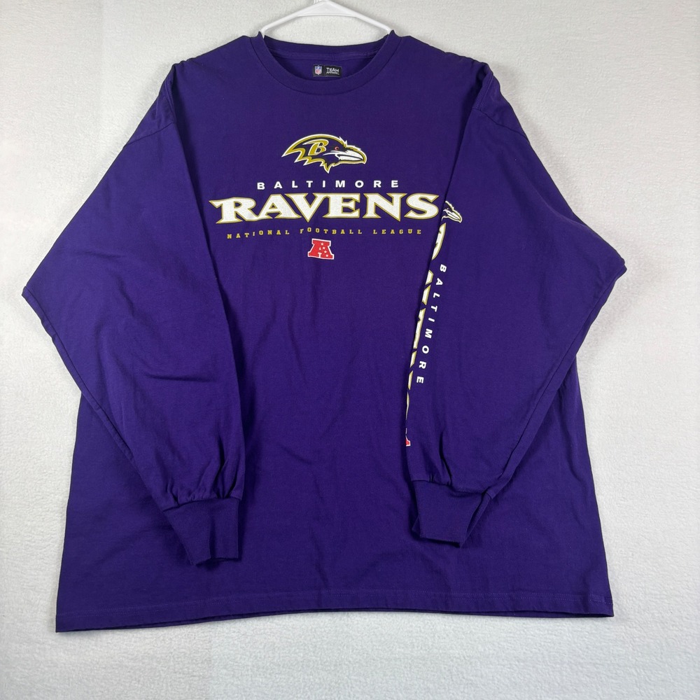 NFL Team Apparel Baltimore Ravens Long Sleeve Shirt Purple Mens 2XL Cotton